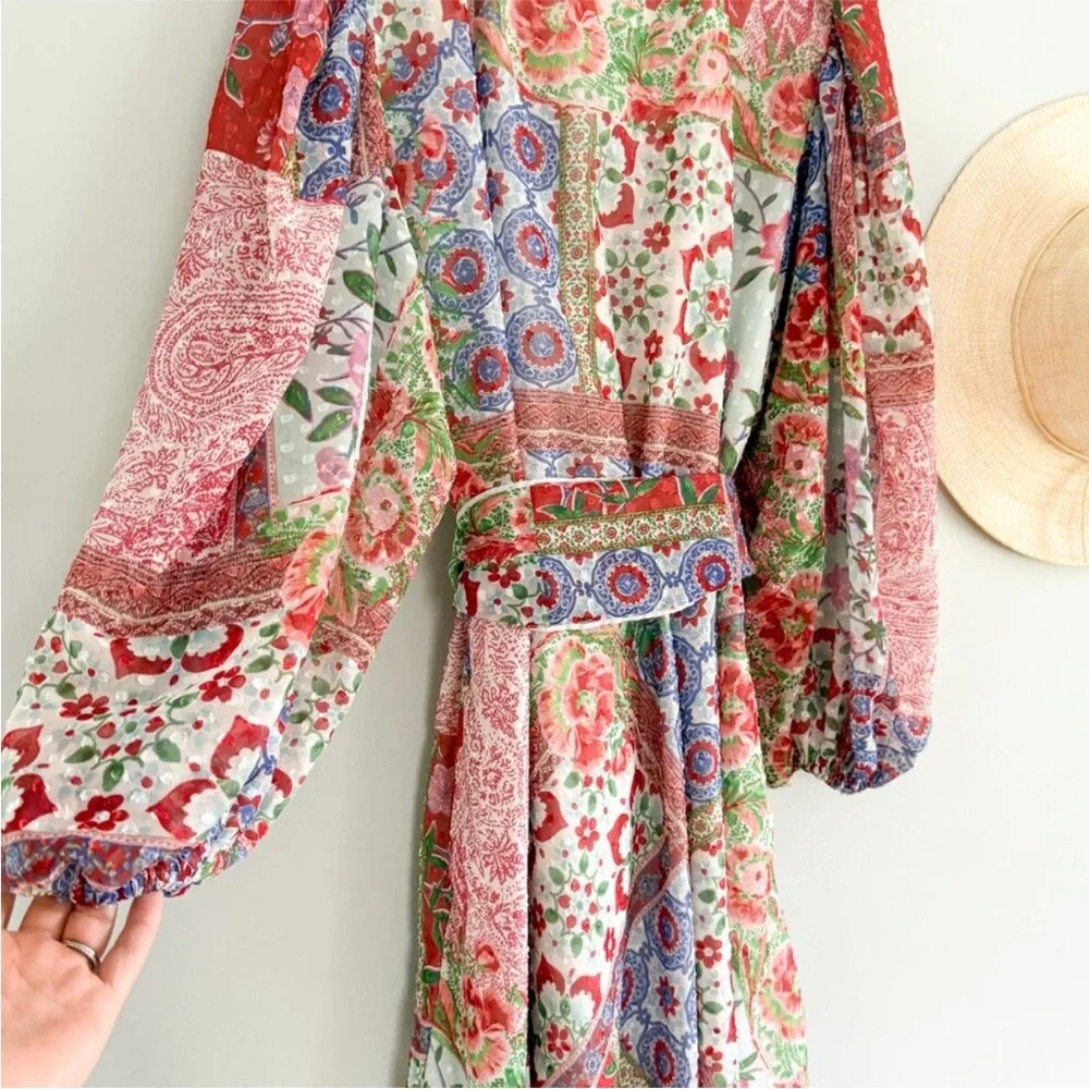 Sue Sartor Boho Floral Tie-Waist Dress - Picture 9 of 9